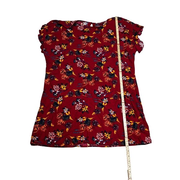 Beachlunchlounge Collection Womens Red Floral Print Short Sleeve Tunic Dress XL - Picture 4 of 9